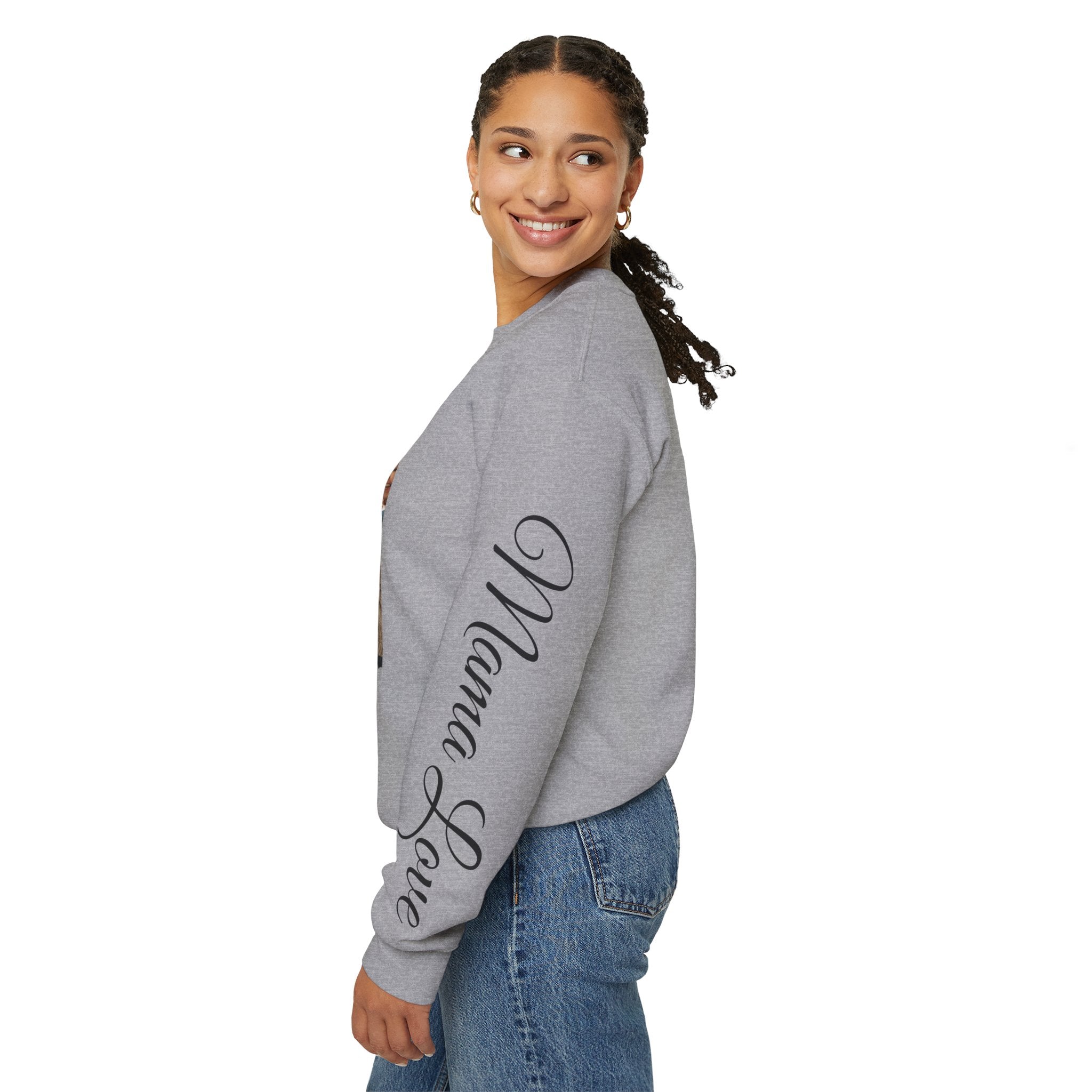 Mama Photo Collage Sweatshirt — "MAMA: clothed in strength & dignity" Sleeve Script