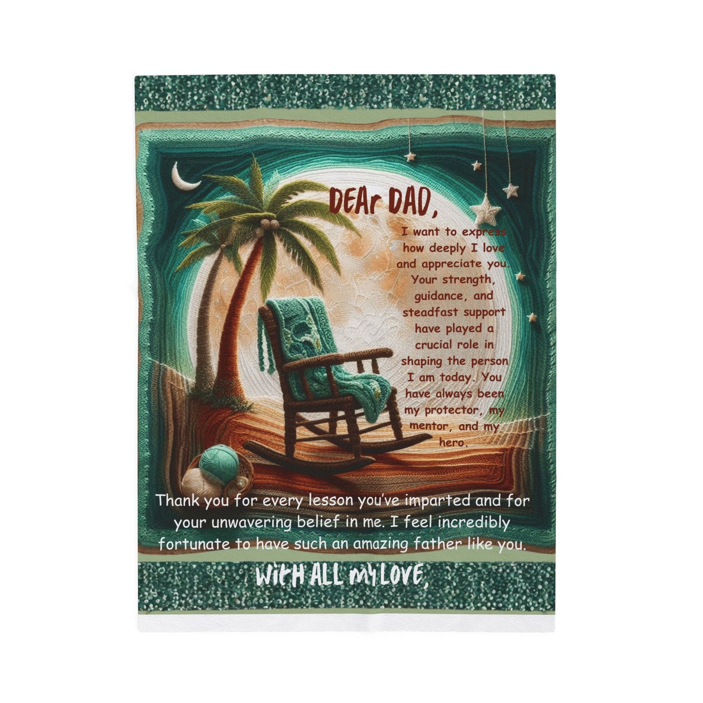 Dear Dad Velveteen Plush Blanket  Sentimental Father’s Day Gift with Rocking Chair Poem