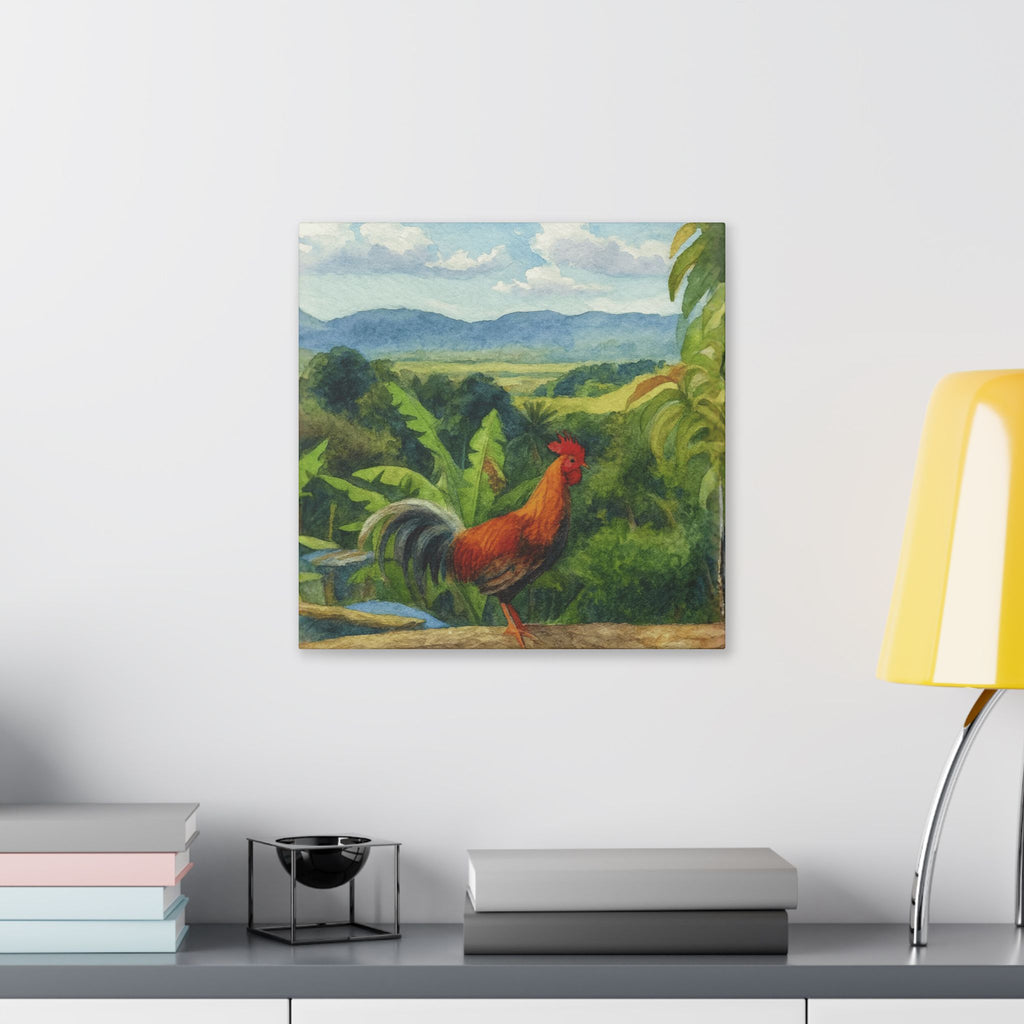 These Puerto Rico inspired Rooster Morning Landscape Canvas