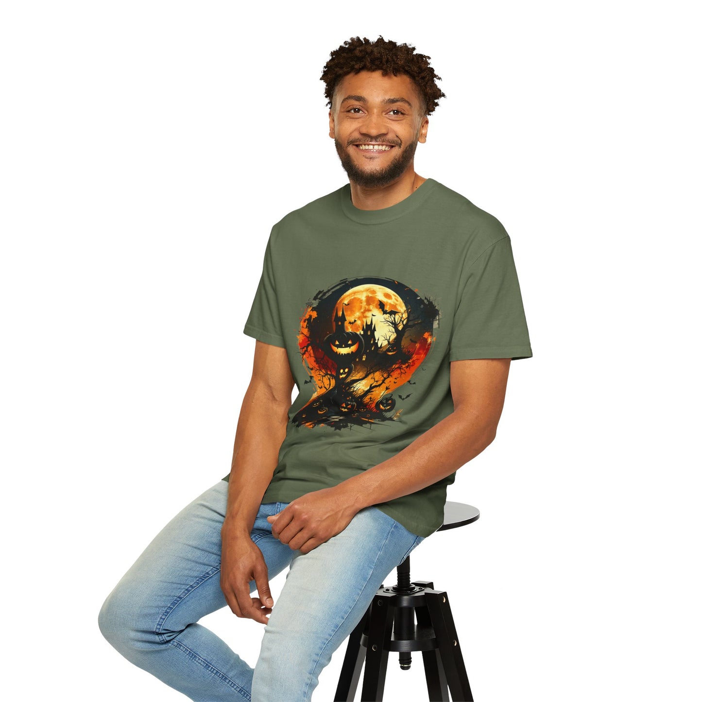 Halloween Moon Graphic T-shirt, Unisex Spooky Shirt, Fall Outfit, October Fest Tee, Halloween Party Wear, Trick or Treat T-shirt