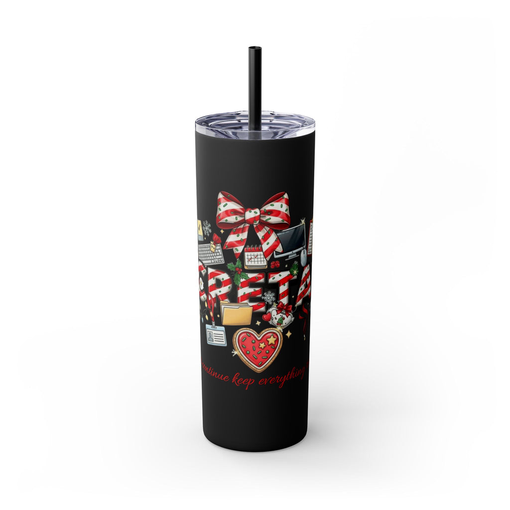 Christmas mug for the office team who keeps everything running smoothly. Candy Cane Christmas Office Secret Santa Design, 20oz with Straw