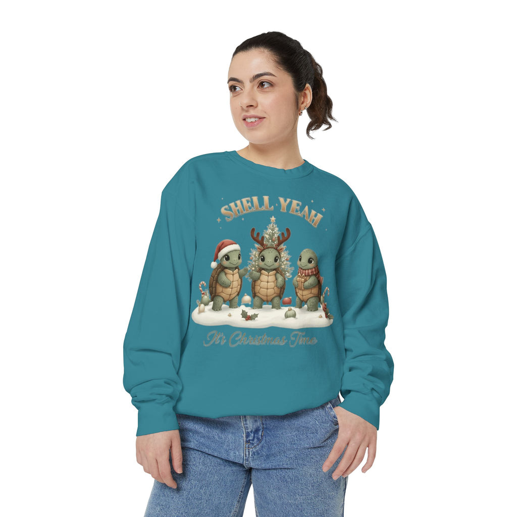 Christmas Turtle Sweatshirt  "Shell Yeah, It’s Christmas Time" Holiday Pullover