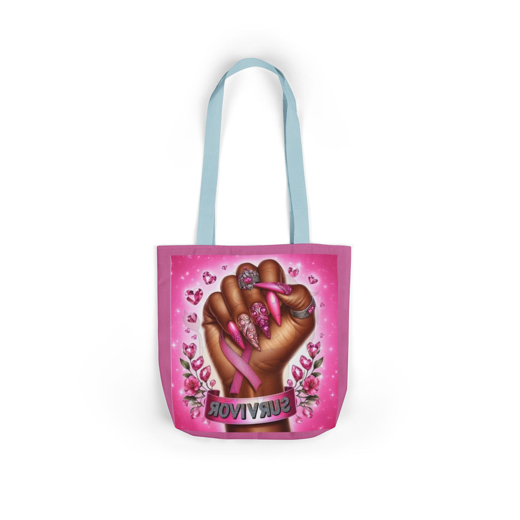 Breast Cancer Survivor Tote Bag  Pink Ribbon Empowerment Canvas Tote