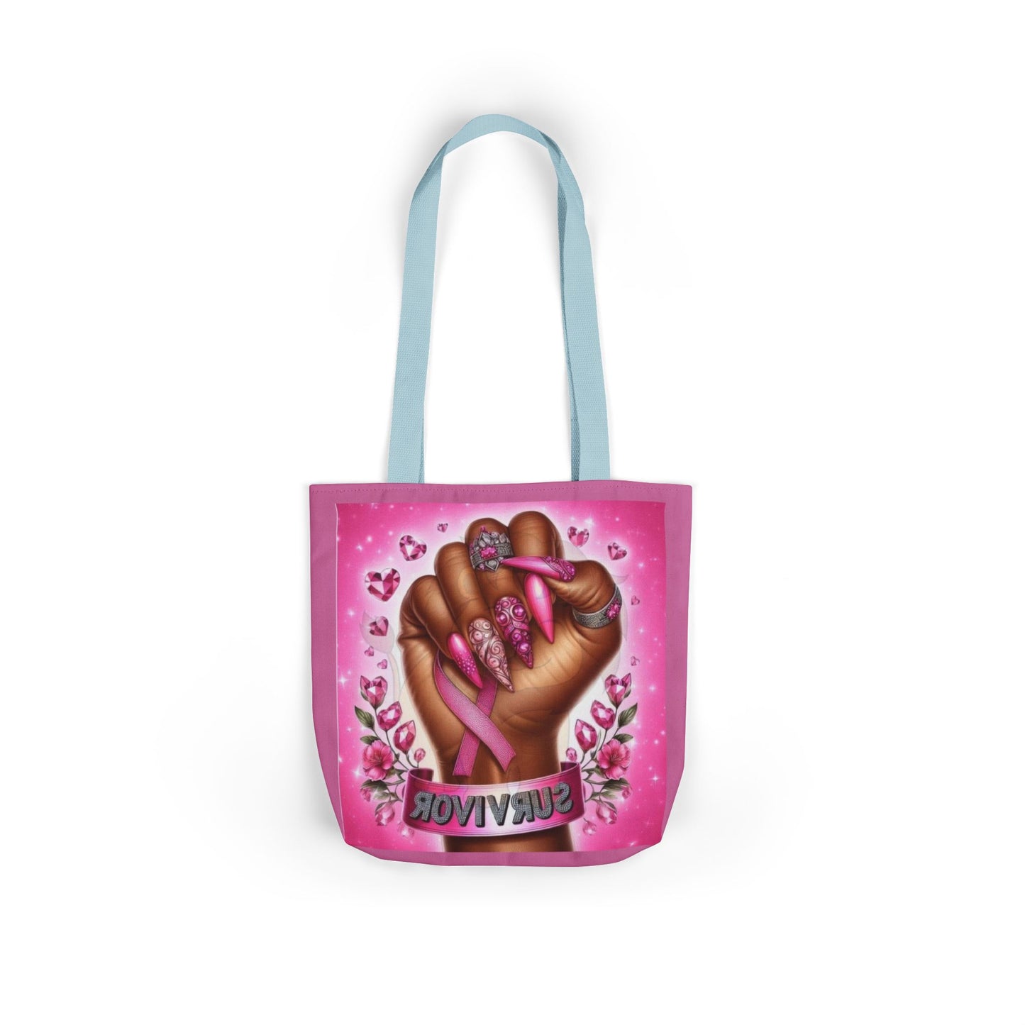 Breast Cancer Survivor Tote Bag  Pink Ribbon Empowerment Canvas Tote