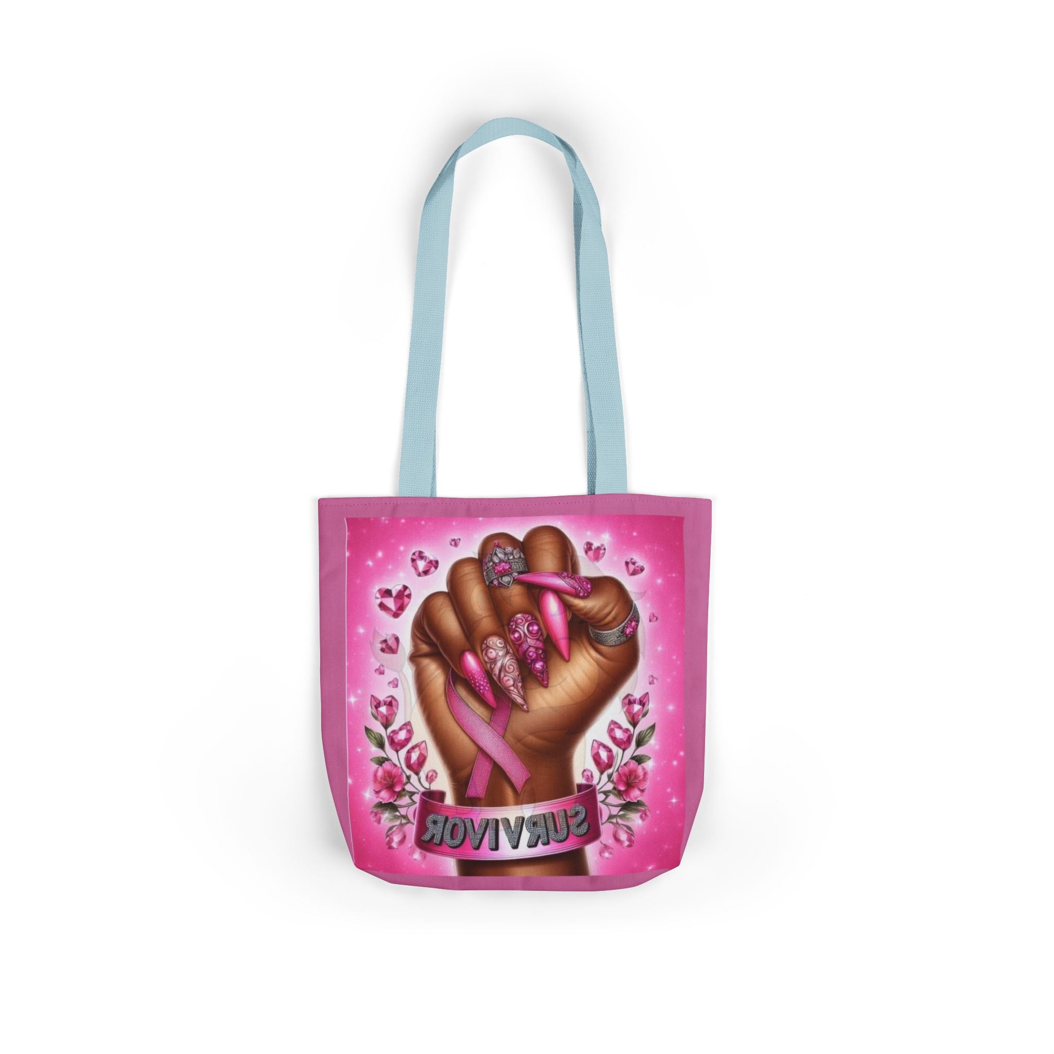 Breast Cancer Survivor Tote Bag  Pink Ribbon Empowerment Canvas Tote