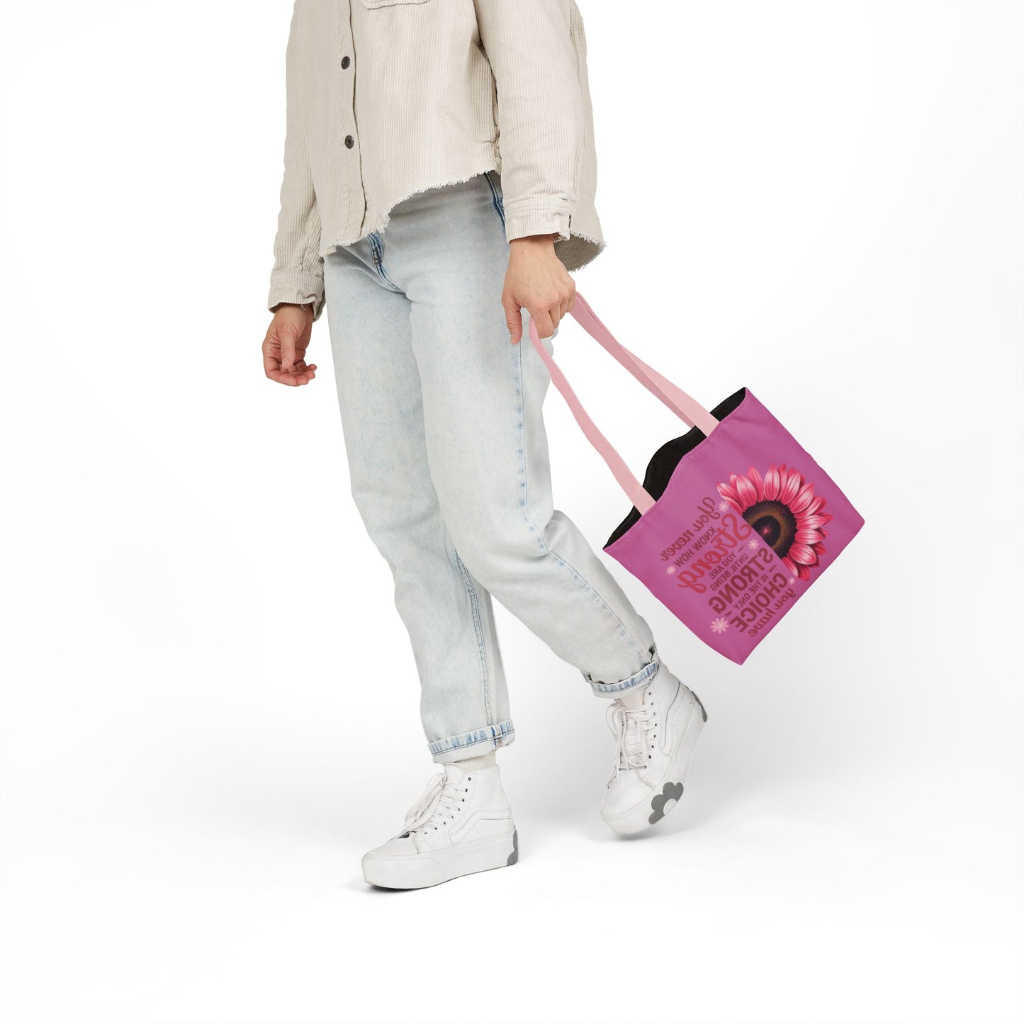 Cancer Survivor Hope Collection Inspirational Canvas Tote Bag with Floral Design