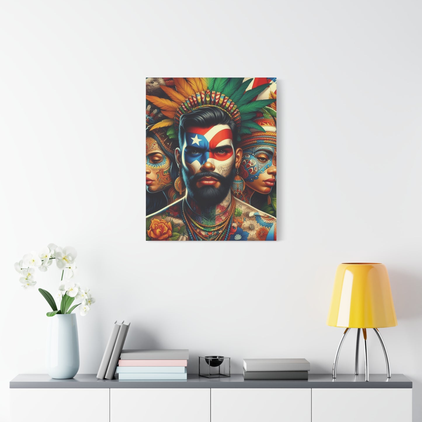 La Isla del Encanto Taíno Symbol Design Vibrant Cultural Art Canvas Print, Wall Decor, Home Decoration, Unique Artwork, Bohemian Style, Gift for Art Lovers