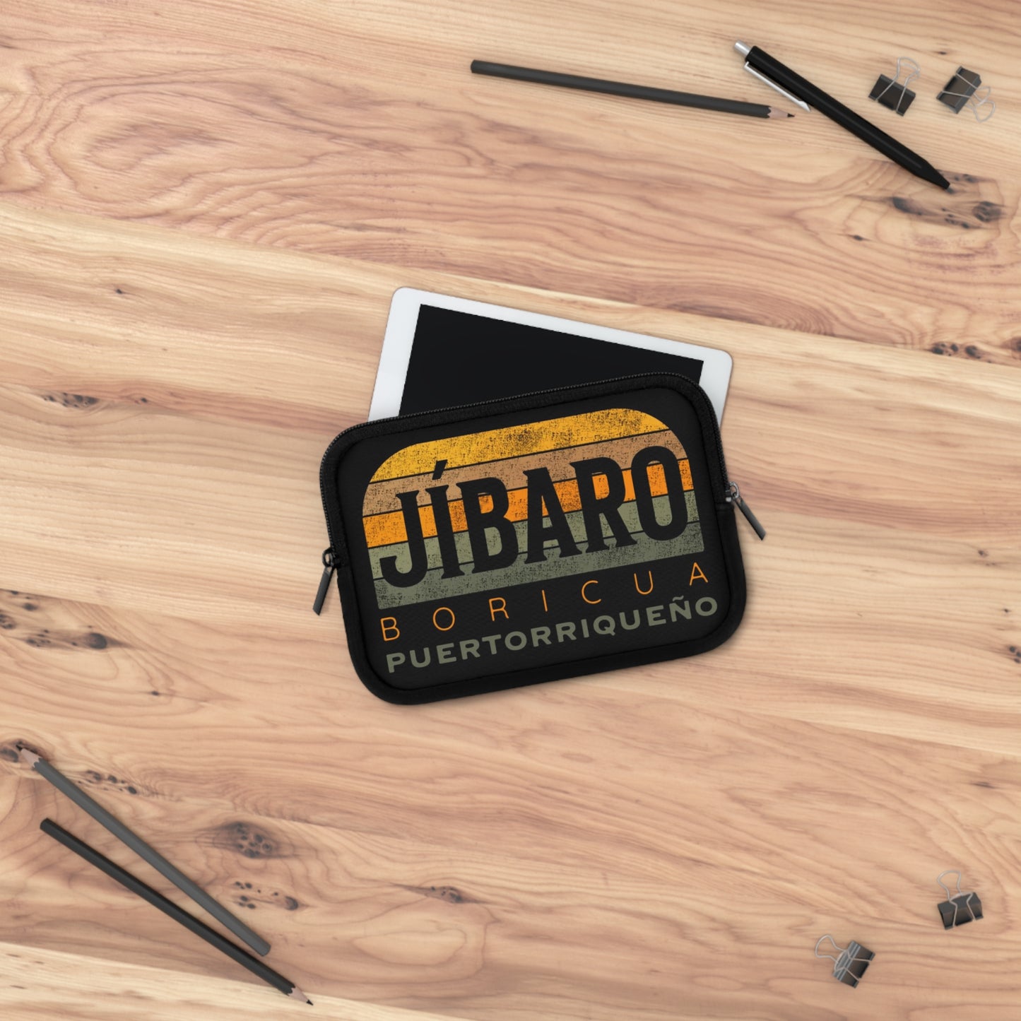 Jíbaro Boricua Laptop Sleeve – Puerto Riqueño Vintage Stripes