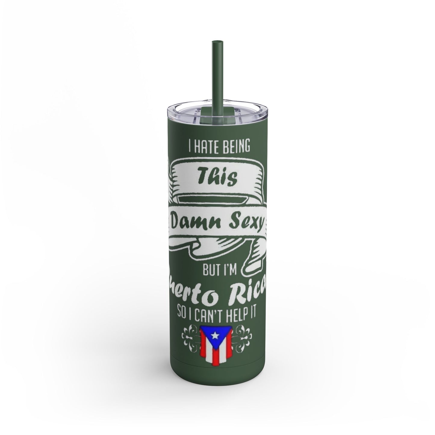 Puerto Rican Pride Skinny Matte Tumbler, 20oz | Perfect Gift for Afro-Latinx, Birthday, BBQ, Celebration, Fun Drinkware