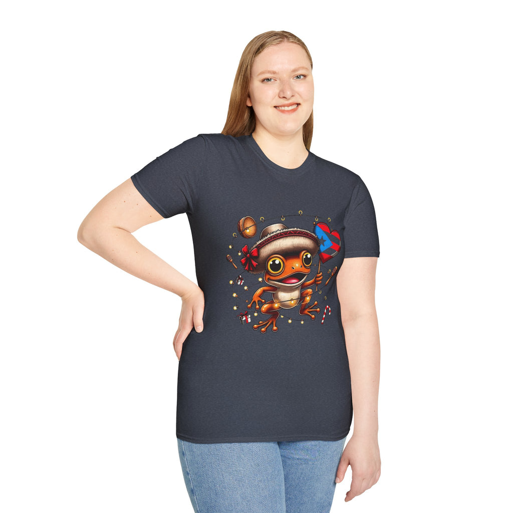 Puerto Rico Frog Holiday T-Shirt  Cute Coquí with Flag Heart (Christmas) Puerto Rico Navidades