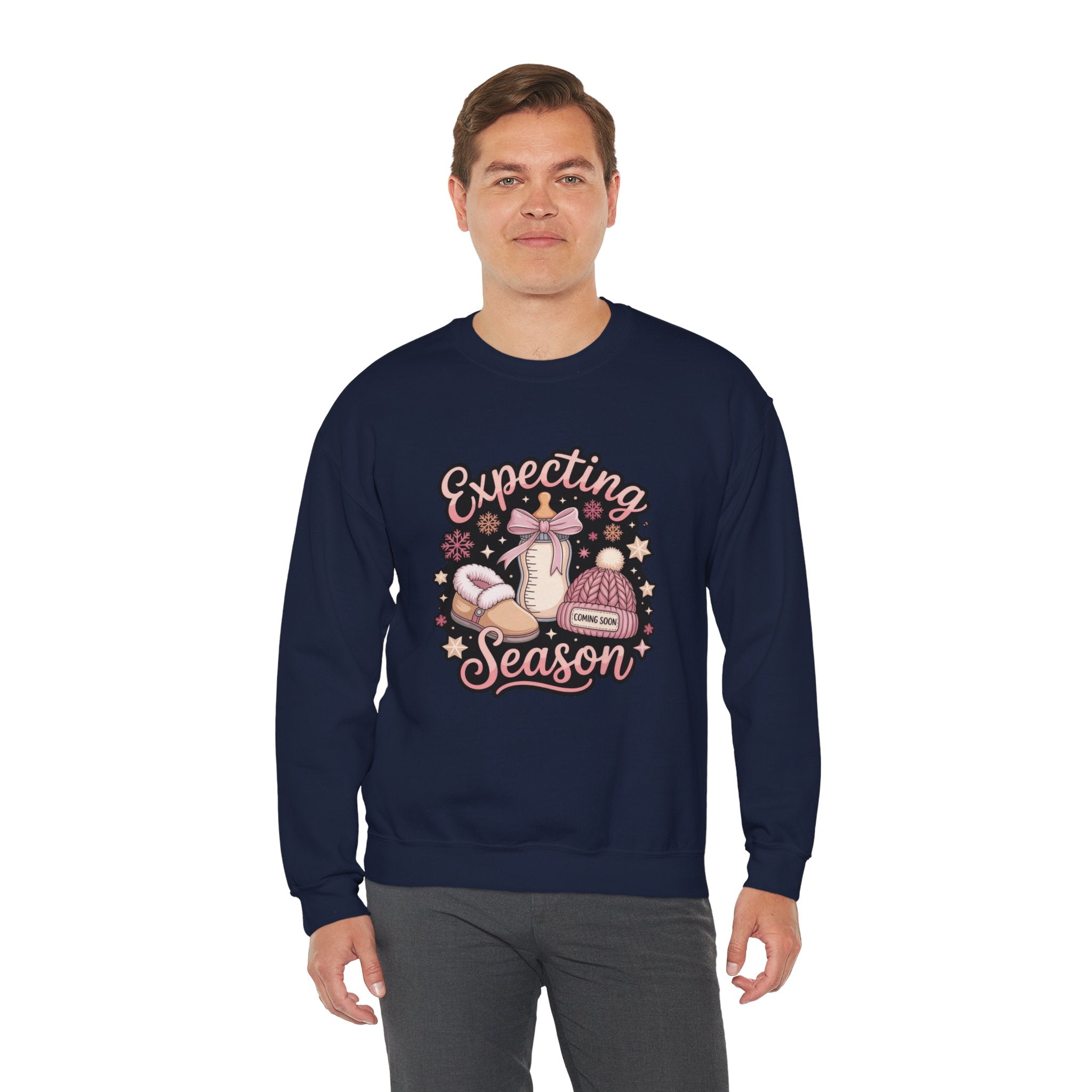 Expecting Season Sweatshirt  Cute Pregnancy Announcement Pullover Cartoon Christmas T-shirts and Sweaters