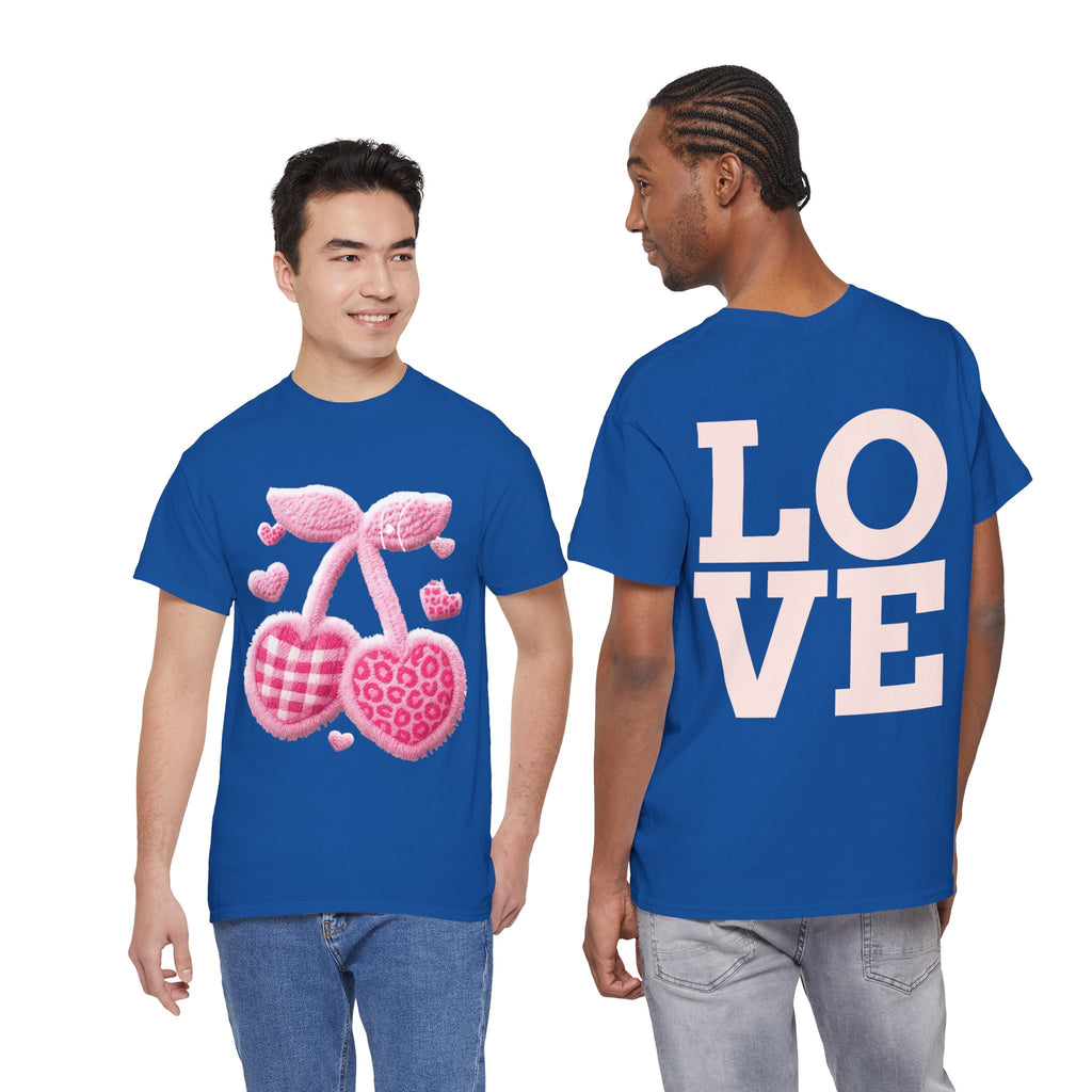 Pink Heart Cherries Tee  LOVE Graphic Valentine T-Shirt
