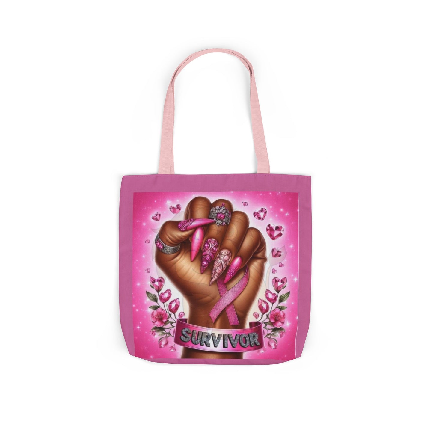 Breast Cancer Survivor Tote Bag  Pink Ribbon Empowerment Canvas Tote