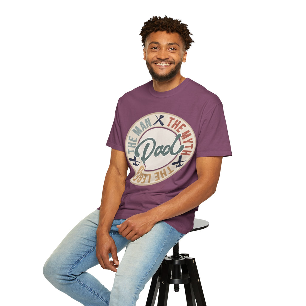 Dad Retro Badge T-Shirt — “Dad: The Man, The Myth, The Legend” Father’s Day Tee