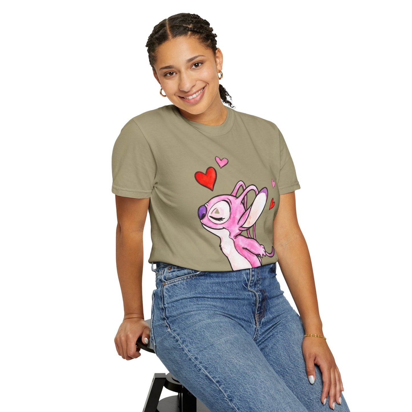 T-Shirt — Cute Pink Cartoon Creature with Hearts | Valentine’s Gift Tee