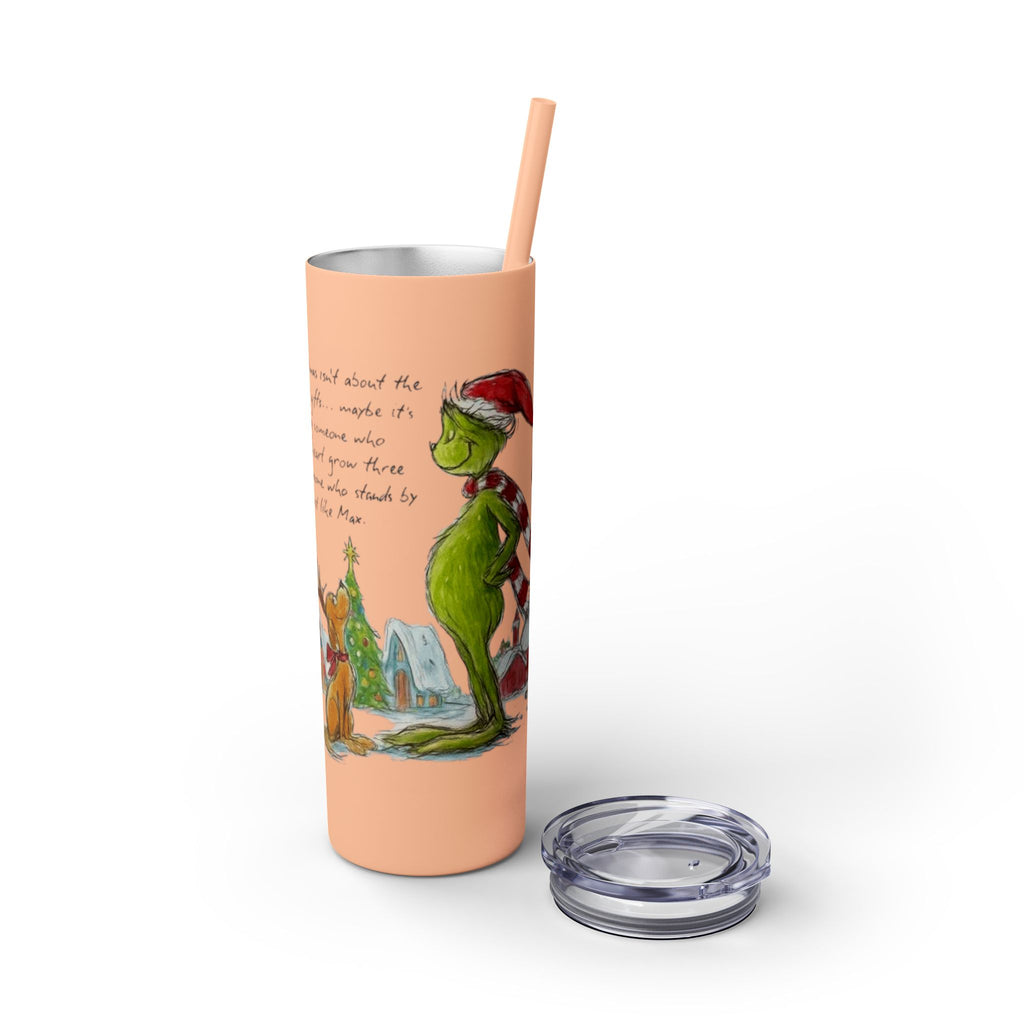 Grinch Christmas Skinny Tumbler with Straw — Dr. Seuss Holiday Quote Design, 20oz Christmas Mugs Collection