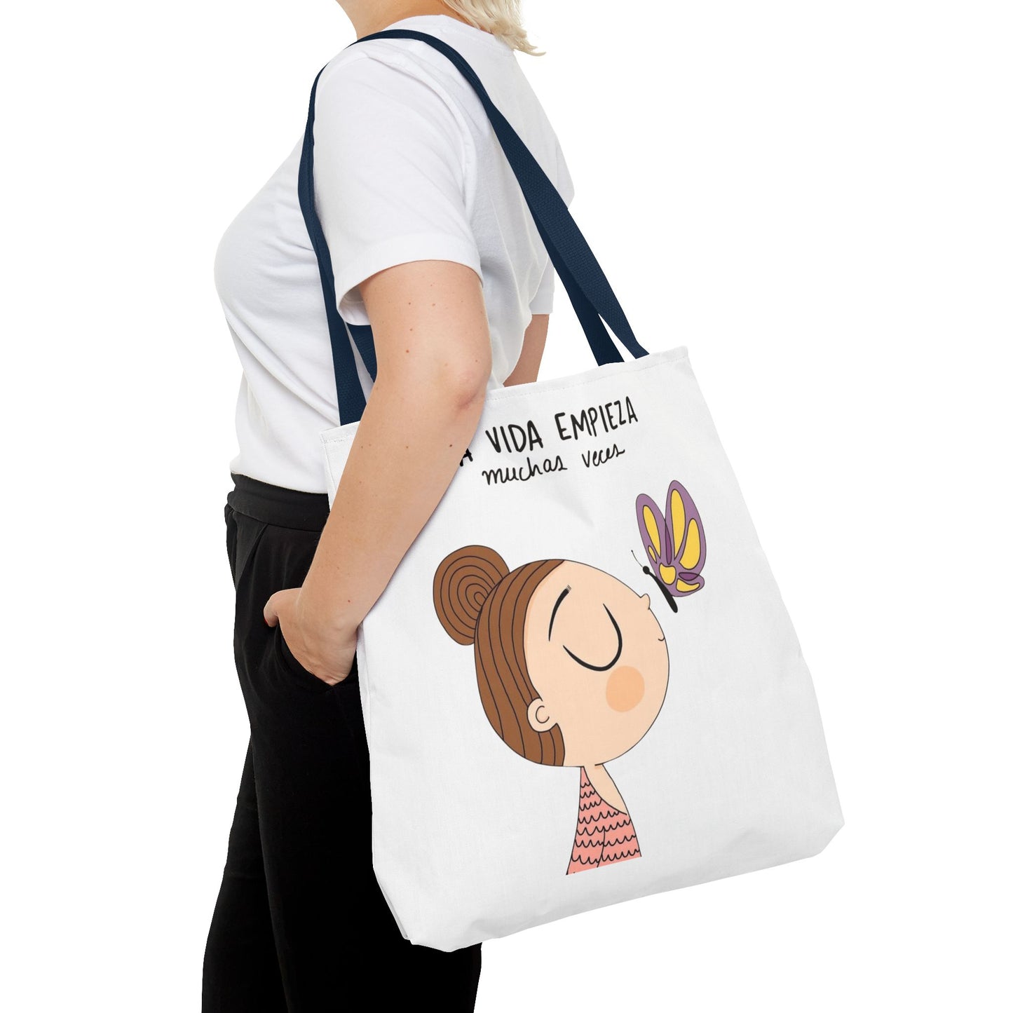 Lleva inspiración contigo a donde vayas, Eco-Friendly Carryall, Motivational Gift, Cute Reusable Shopper, Butterfly Design, Brighten Your Day