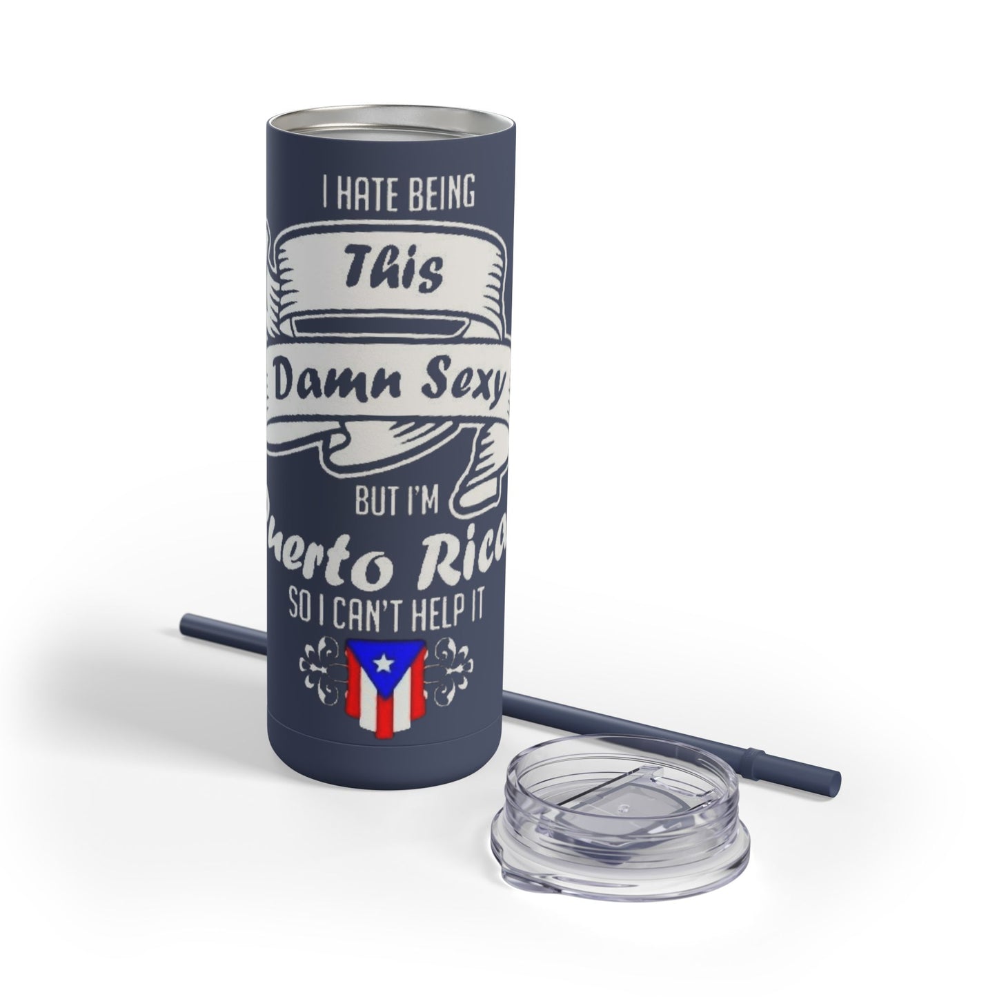 Puerto Rican Pride Skinny Matte Tumbler, 20oz | Perfect Gift for Afro-Latinx, Birthday, BBQ, Celebration, Fun Drinkware