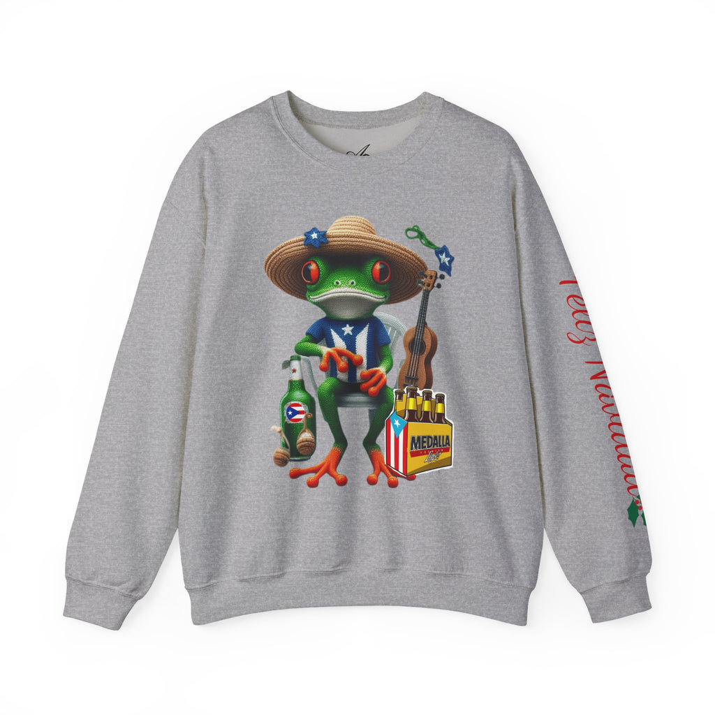 Frog Coqui Crewneck Sweatshirt – Coquito y Medalla Puerto Rican Vibes