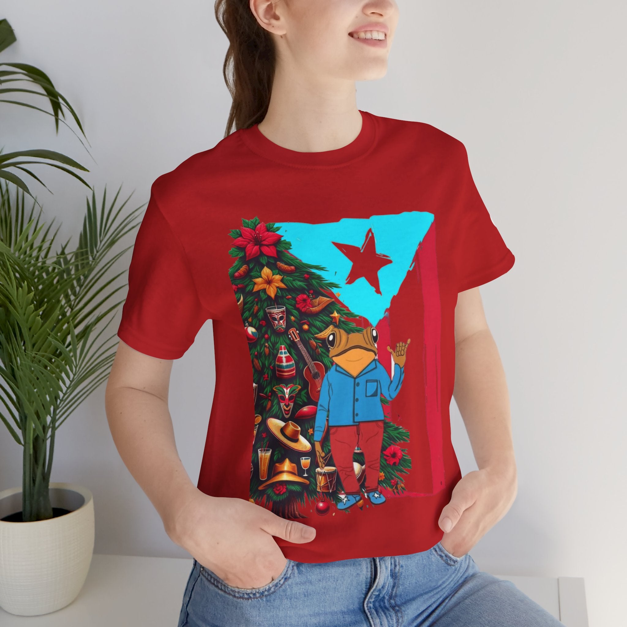 Puerto Rico Holiday T-Shirt  Coquí by Christmas Tree Graphic Puerto Rico’s Navidades