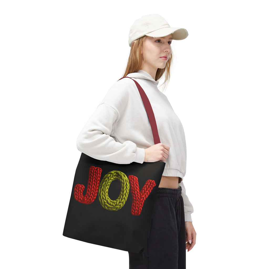 Christmas Tote Bag  Festive Holiday DesigJoy Knit Tote Bag  Colorful 'JOY' Yarn Design, Cozy Holiday Gift Tote