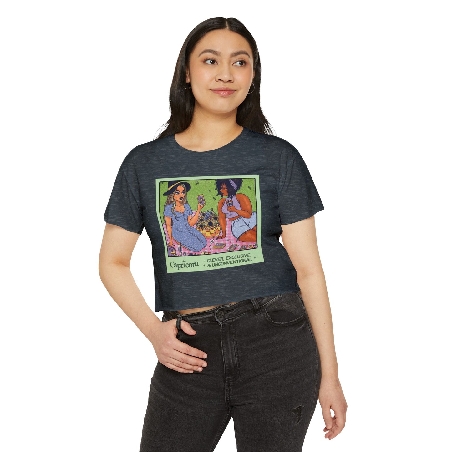 Halloween lovers Women's Festival Crop Top - Playful Capricorn Design, Boho Chic Style, Summer Tops, Festival Outfits, Gift for Her