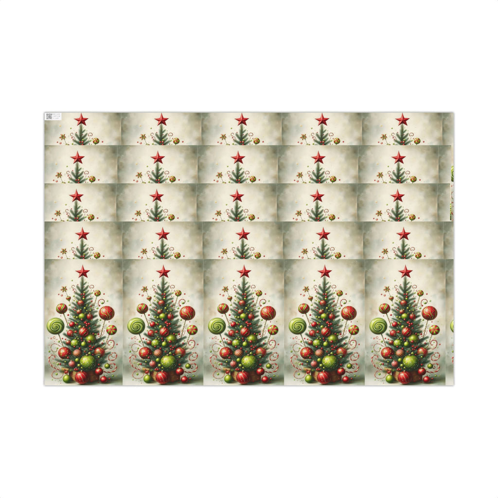Christmas Tree Ornament Gift Wrap Paper — Vintage Holiday Wrapping Sheets