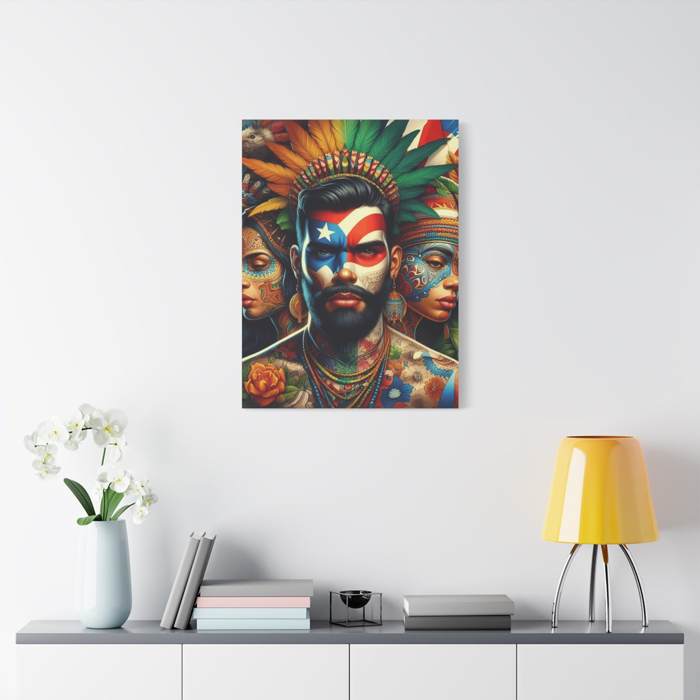 La Isla del Encanto Taíno Symbol Design Vibrant Cultural Art Canvas Print, Wall Decor, Home Decoration, Unique Artwork, Bohemian Style, Gift for Art Lovers