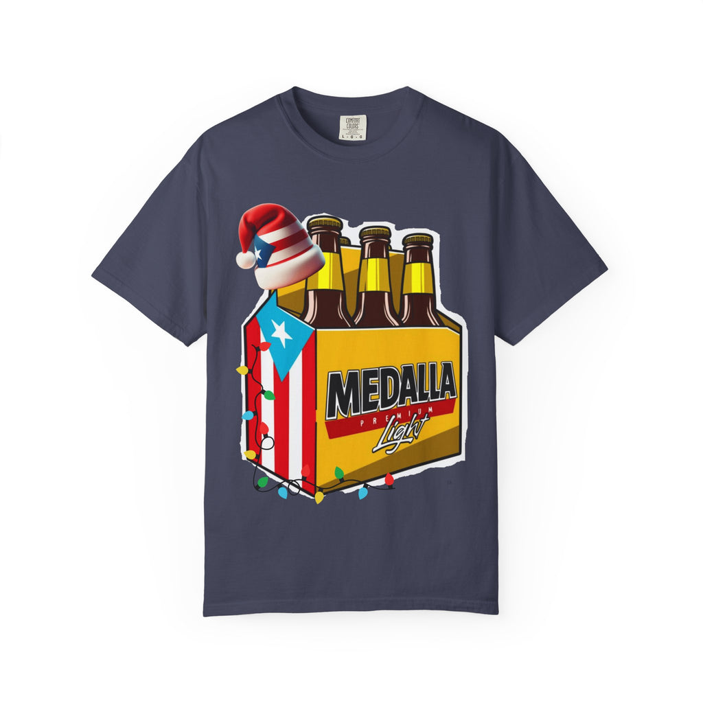Medalla Light Beer T-Shirt  Navidad Boricua Holiday Tee Puerto Rico’s Navidades