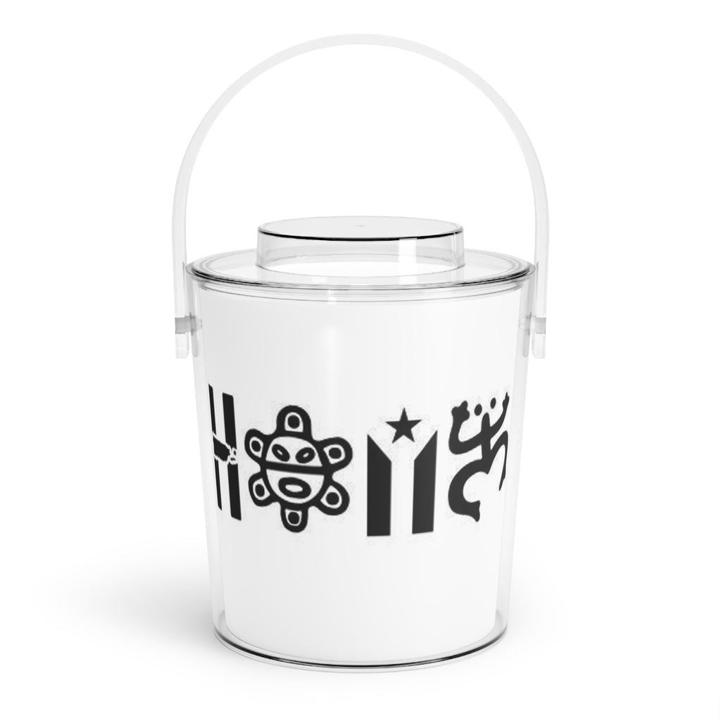 Taino Puerto Rico Ice Bucket with Tongs — Stylized Taino Symbol
