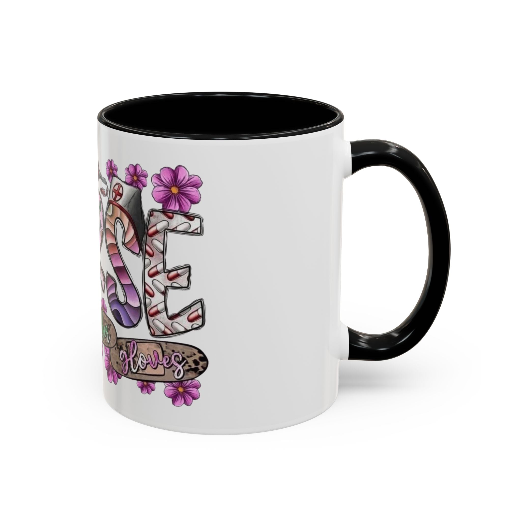 Nurse Love Coffee Mug  Cute Floral Medical Stethoscope & Syringe Design (11/15oz) Medical Christmas Mug