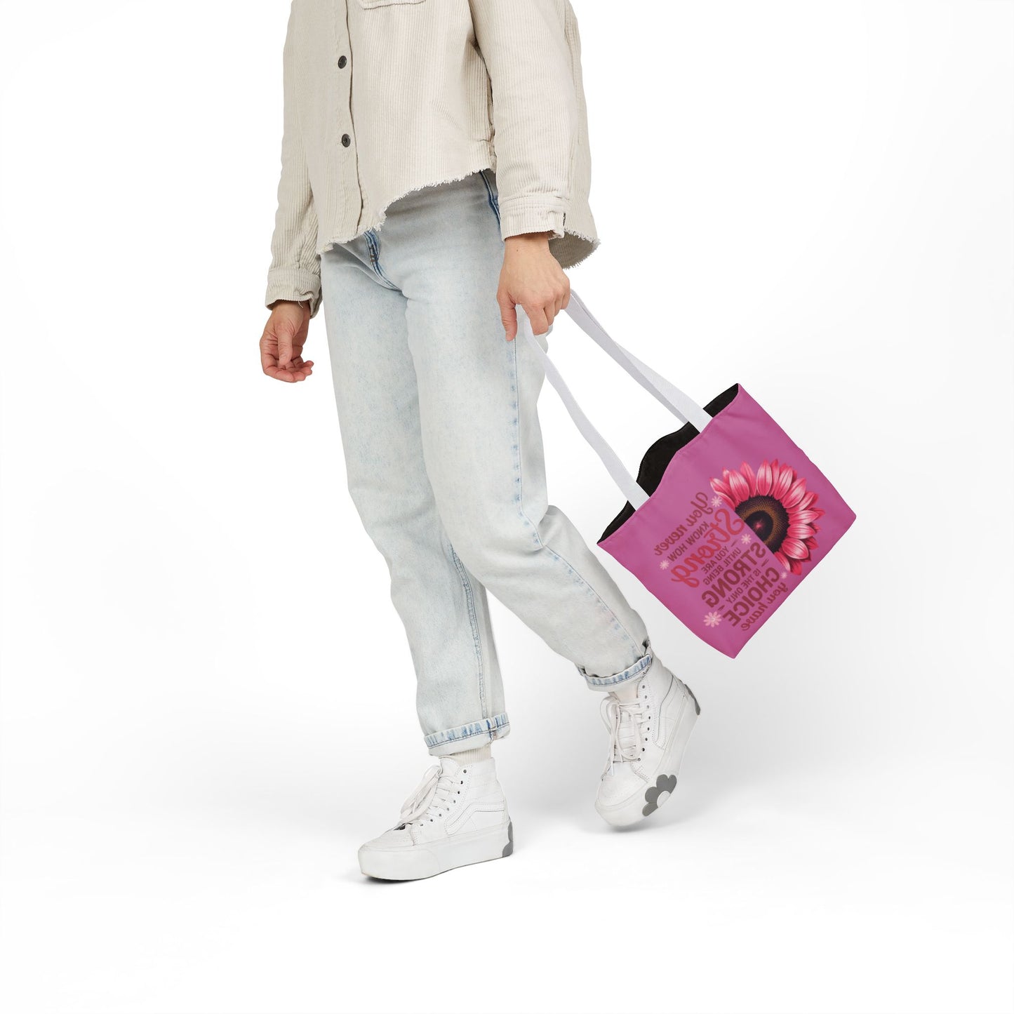 Cancer Survivor Hope Collection Inspirational Canvas Tote Bag with Floral Design