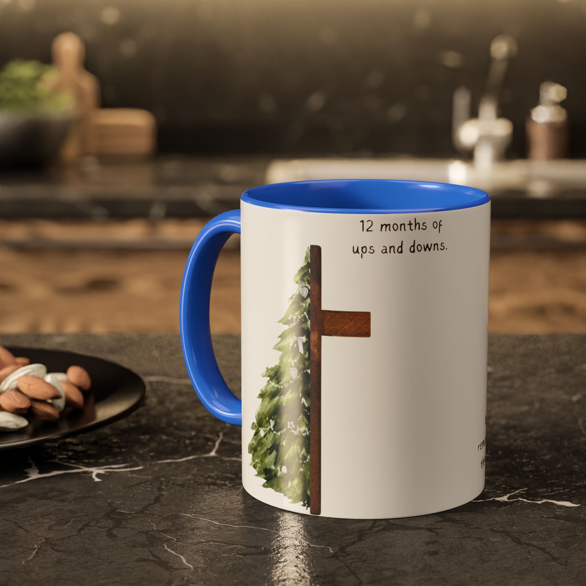Christian Cross & Pine Tree Mug — Faith Reminder Coffee Cup (11oz/15oz)
