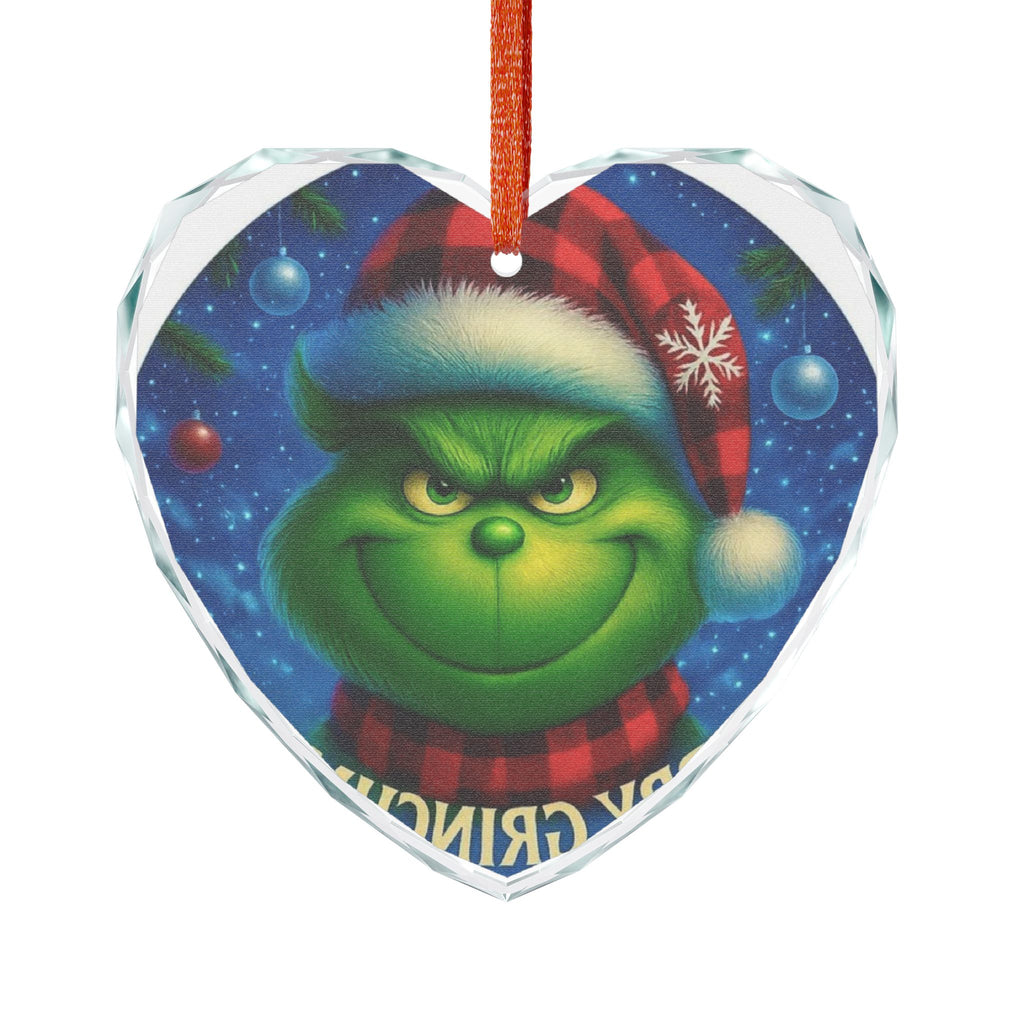 Grinch Heart Glass Ornament - Festive Holiday Decor