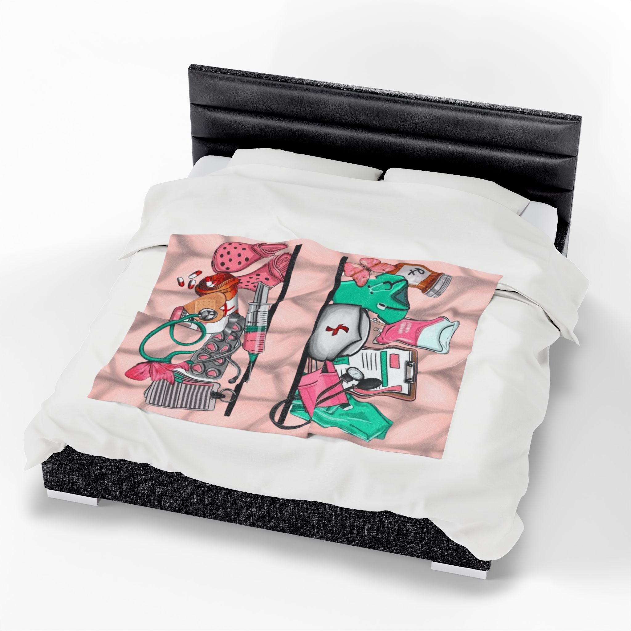 Nurse Essentials Velveteen Plush Blanket — Cute Medical Supplies Throw for Nurses & Caregivers
