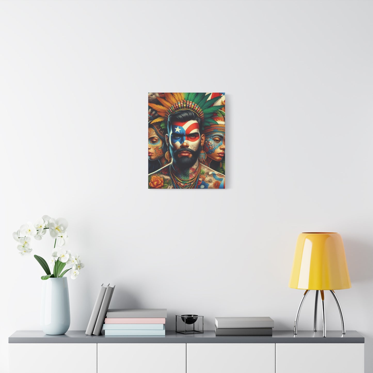 La Isla del Encanto Taíno Symbol Design Vibrant Cultural Art Canvas Print, Wall Decor, Home Decoration, Unique Artwork, Bohemian Style, Gift for Art Lovers