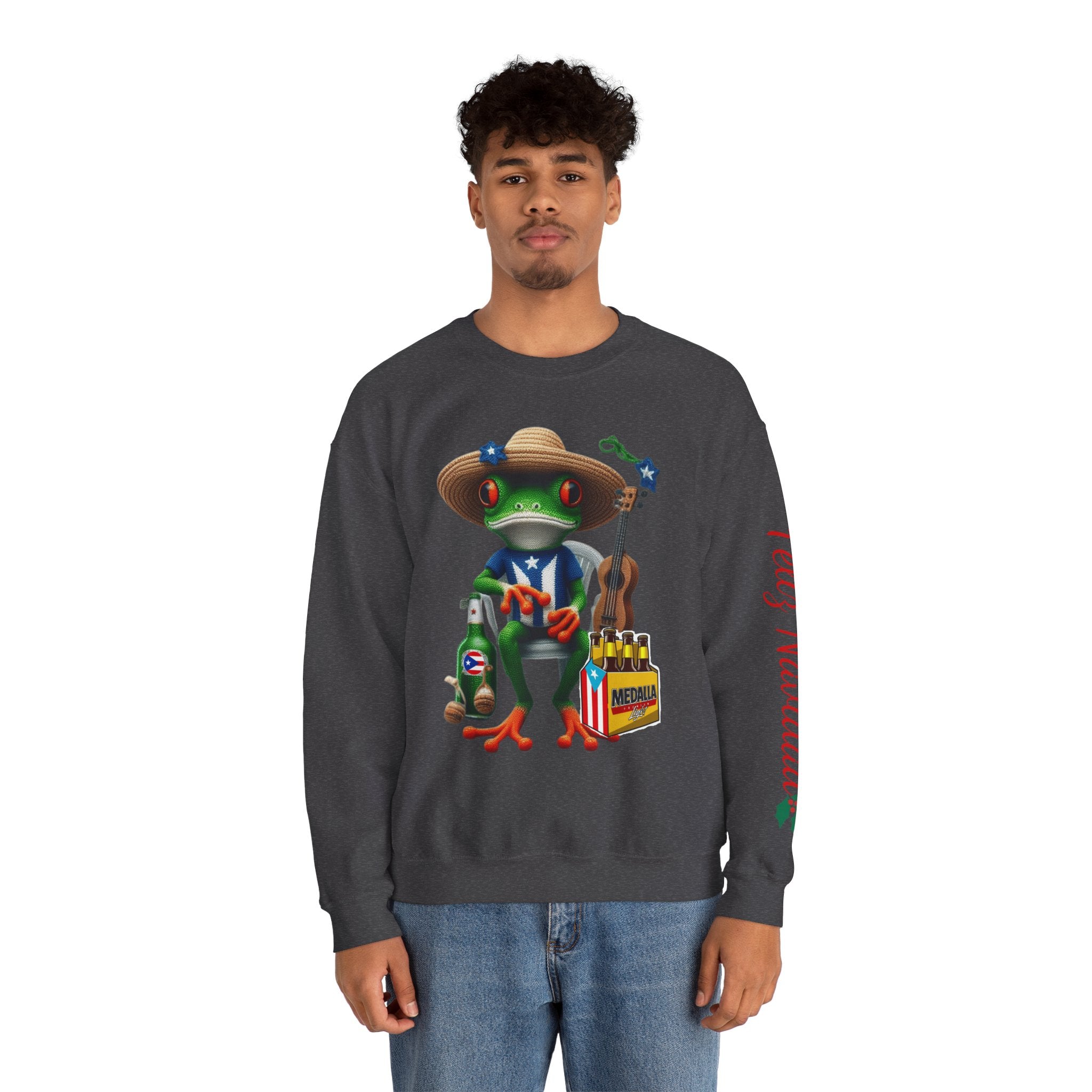 Frog Coqui Crewneck Sweatshirt – Coquito y Medalla Puerto Rican Vibes