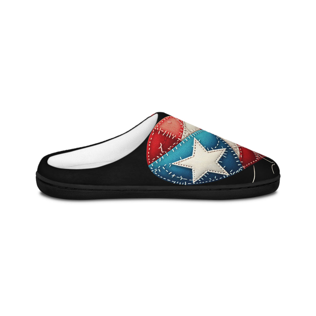 Puerto Rico Flag Patch Indoor Slippers  Women’s Cozy USA Flag Design