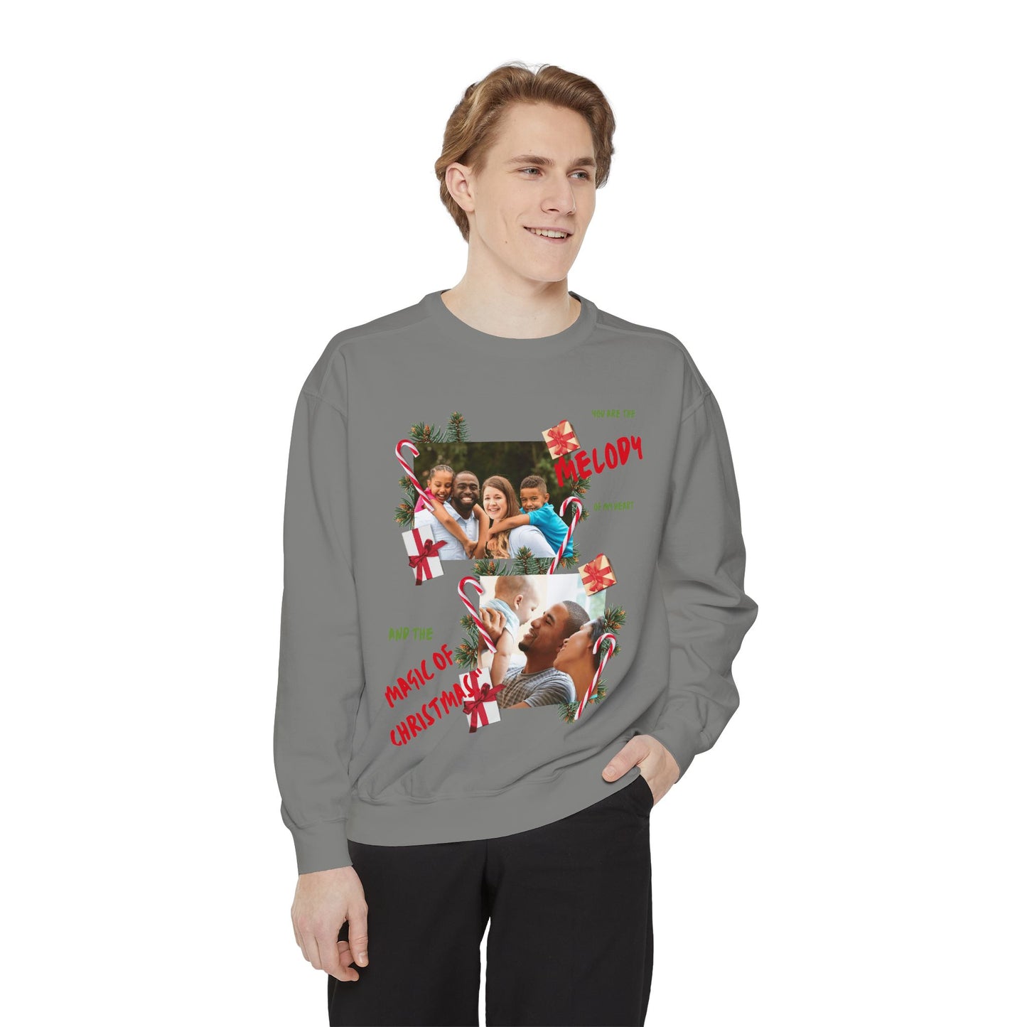 Personalized Christmas Photo Sweatshirt – “You Are the Melody” Holiday Crewneck