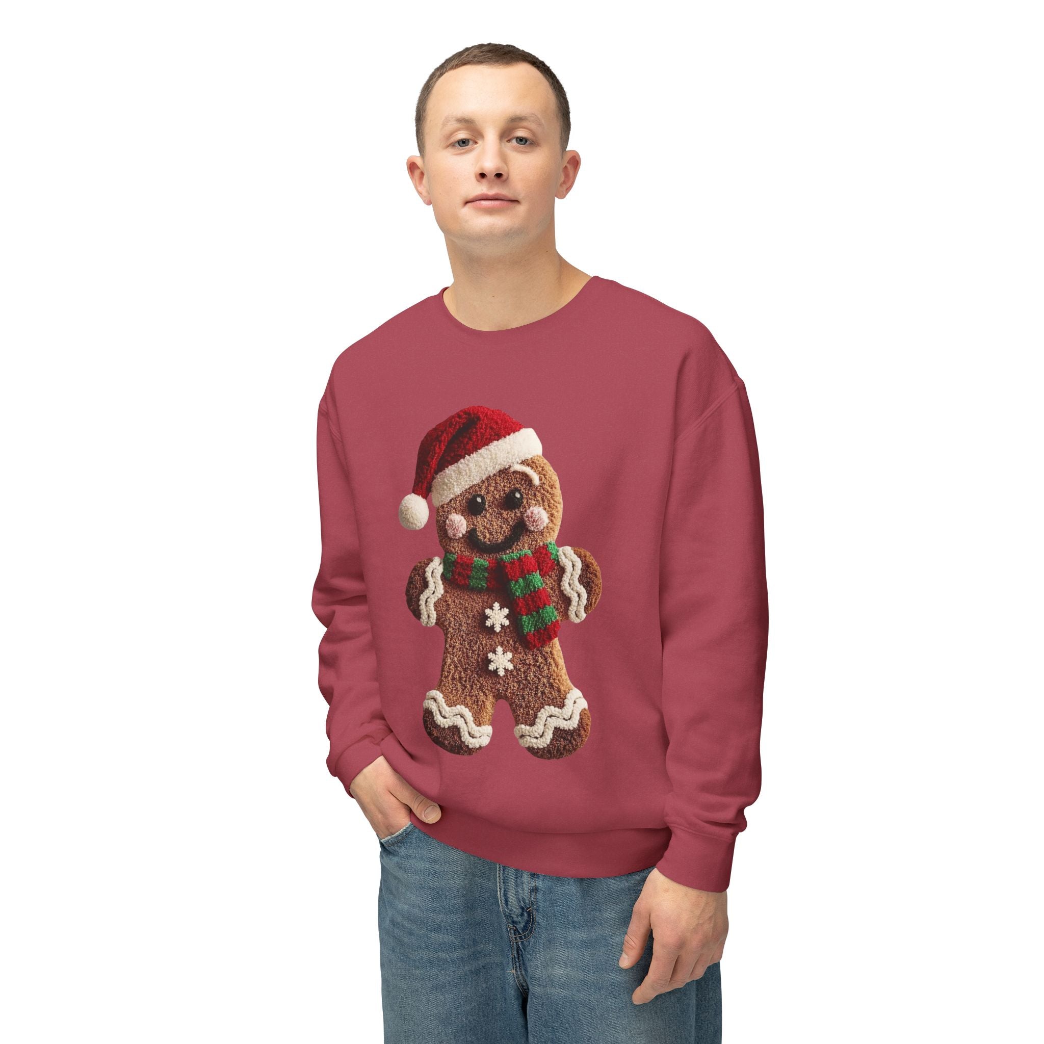 Gingerbread Cookie Christmas Sweatshirt – Cute Santa Hat & Scarf Holiday Crewneck
