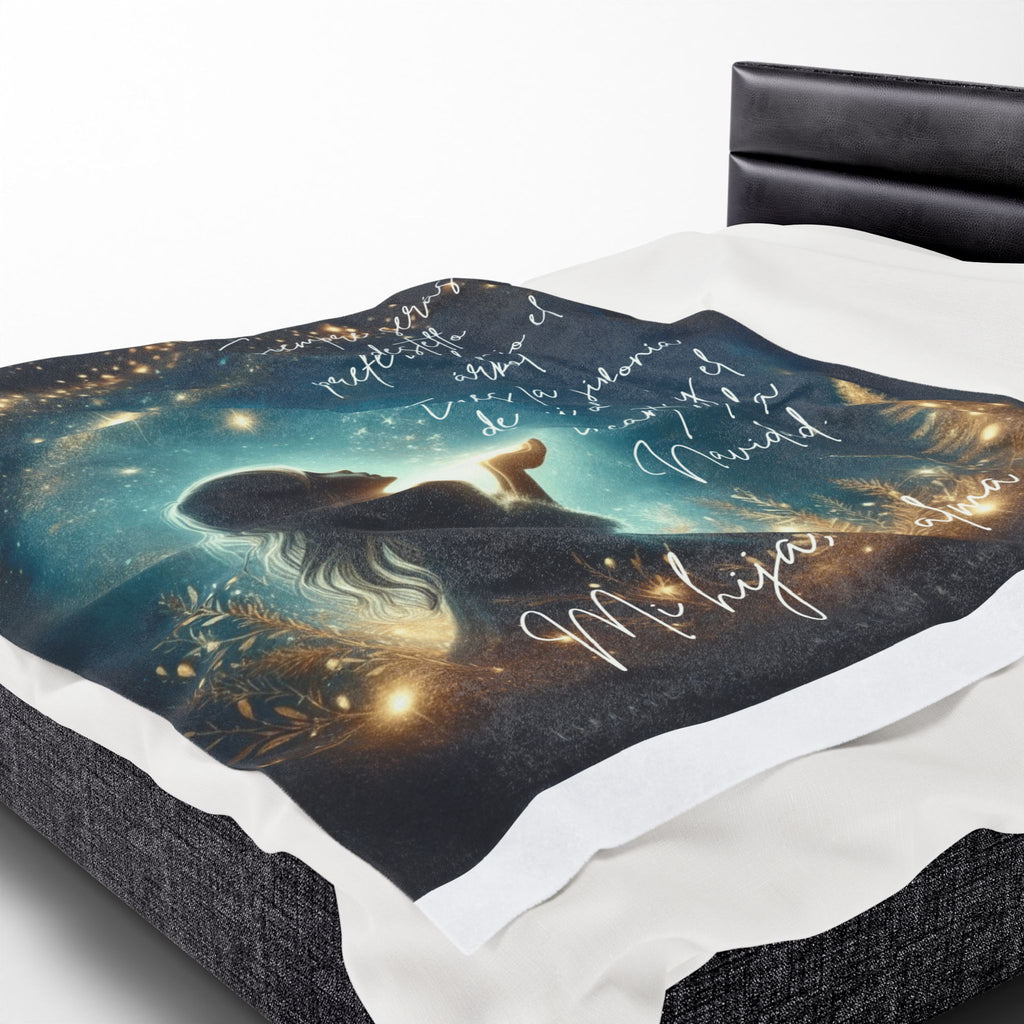 Christmas Velveteen Plush Blanket "Eres la sinfonía de mi alma" Holiday Throw