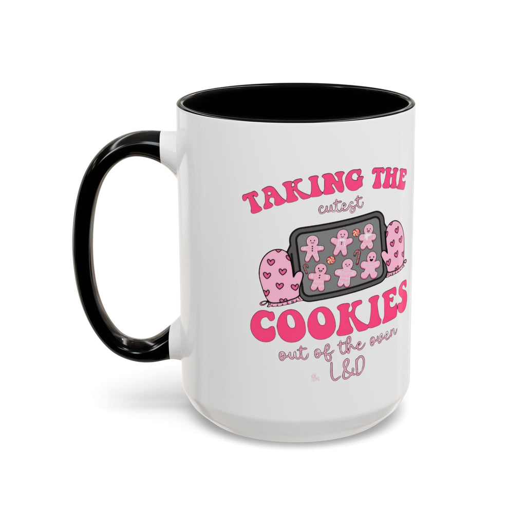 Accent Coffee Mug — "Taking the Cookies" Cute Pink Baking Design Coffee Cup for Fun Celebrations