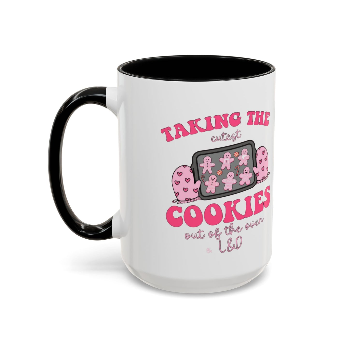 Accent Coffee Mug — "Taking the Cookies" Cute Pink Baking Design Coffee Cup for Fun Celebrations