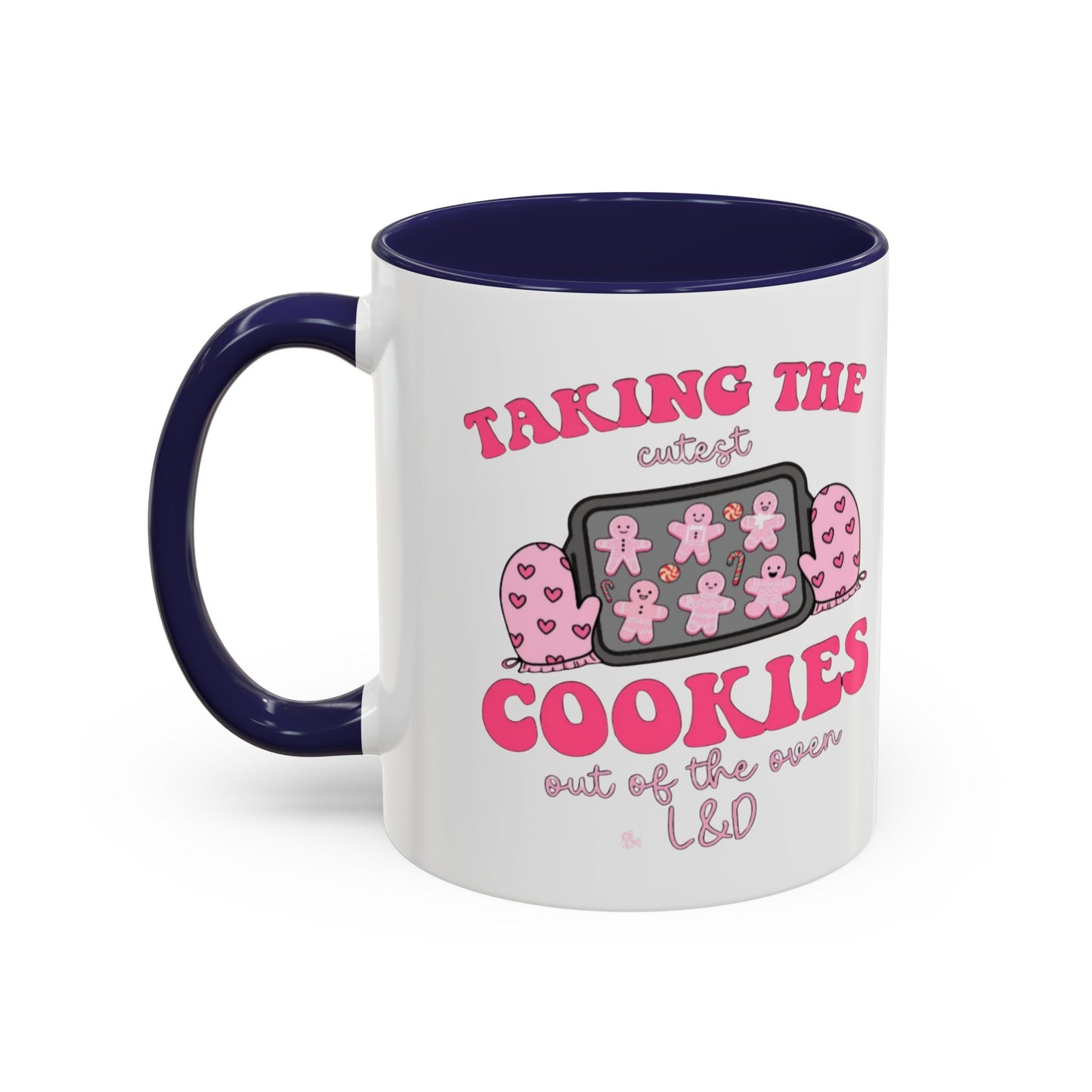 Accent Coffee Mug — "Taking the Cookies" Cute Pink Baking Design Coffee Cup for Fun Celebrations