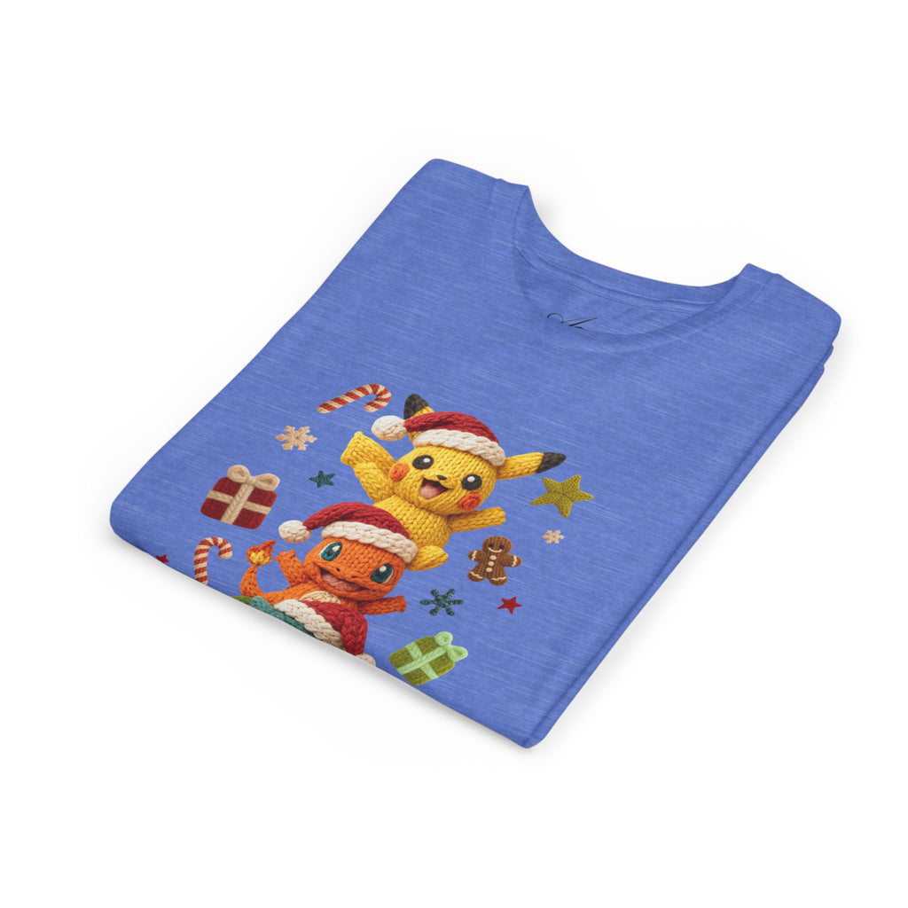 Kids Holiday Tee  Cute Stacked cartoon Characters Christmas Design