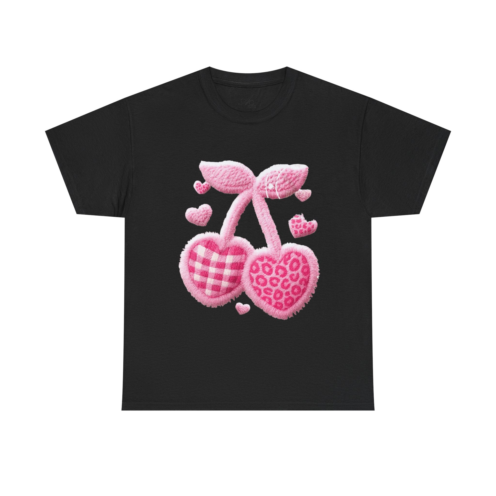 Pink Heart Cherries Tee  LOVE Graphic Valentine T-Shirt