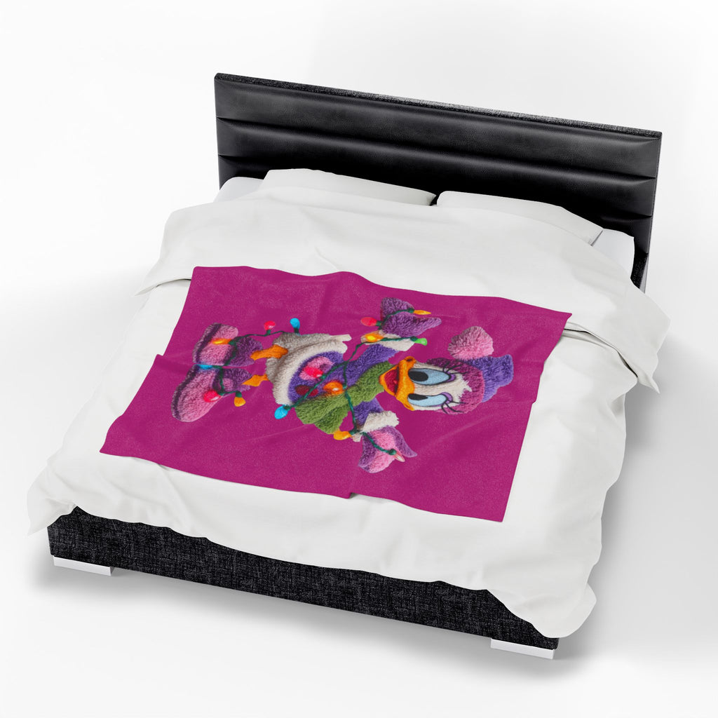 Daisy Duck Holiday Velveteen Plush Blanket — Cozy Christmas Lights Throw for Kids & Fans