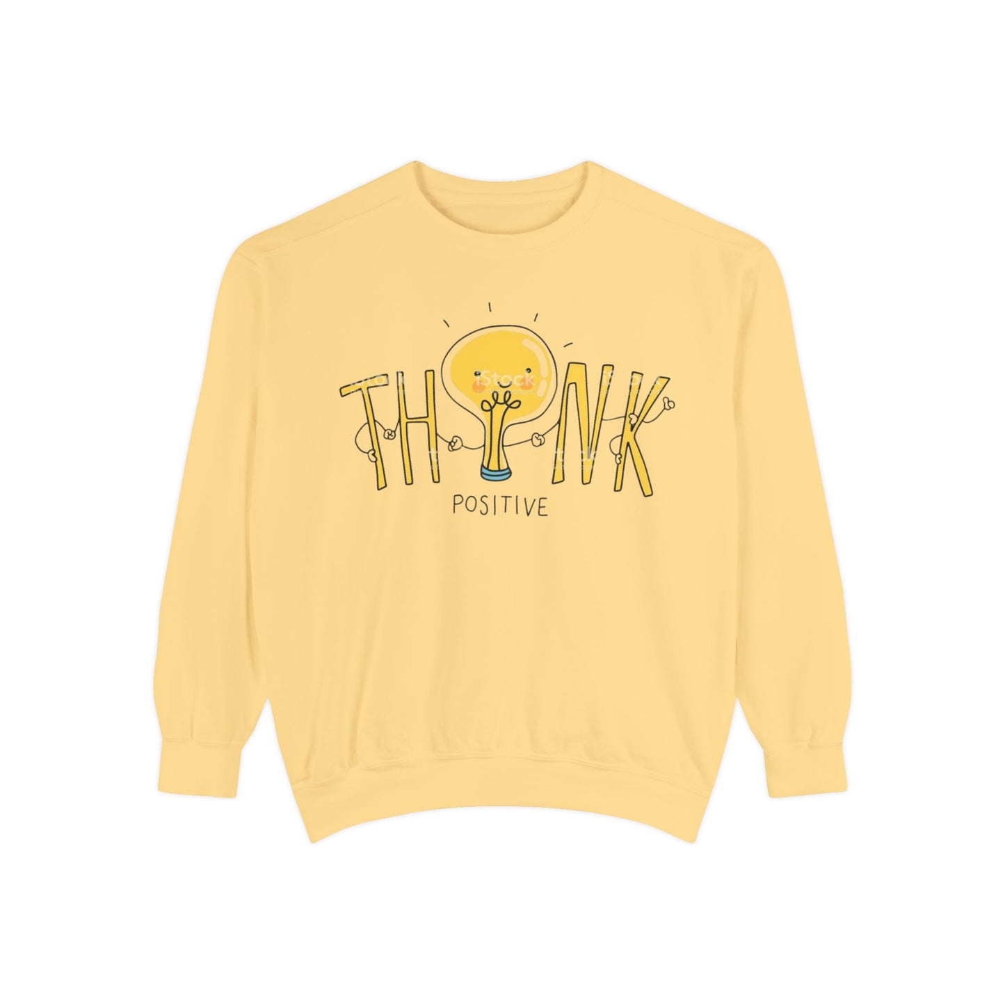 Think Positive Sweatshirt  Cute Lightbulb Graphic Positive Vibes Crewneck