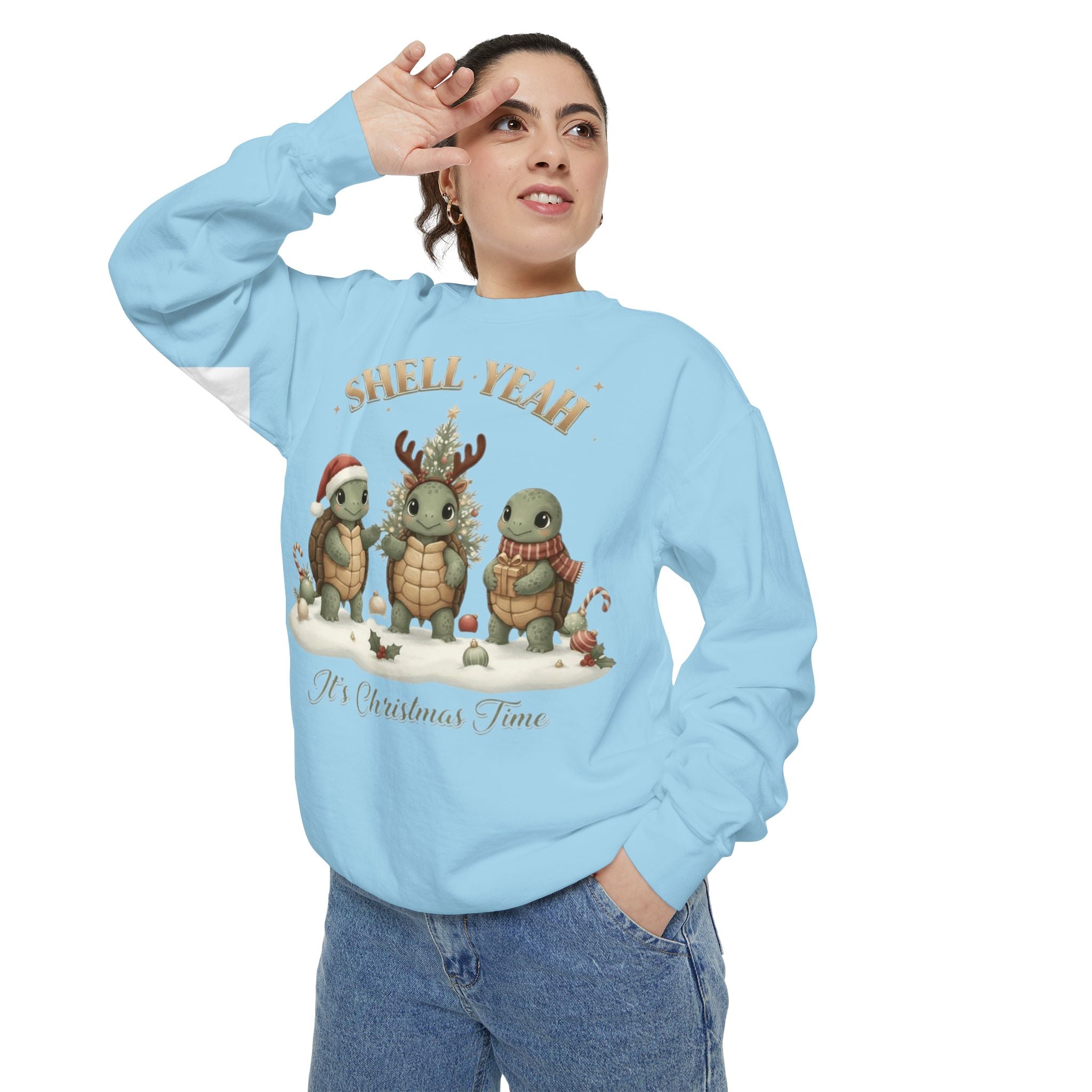 Christmas Turtle Sweatshirt  "Shell Yeah, It’s Christmas Time" Holiday Pullover