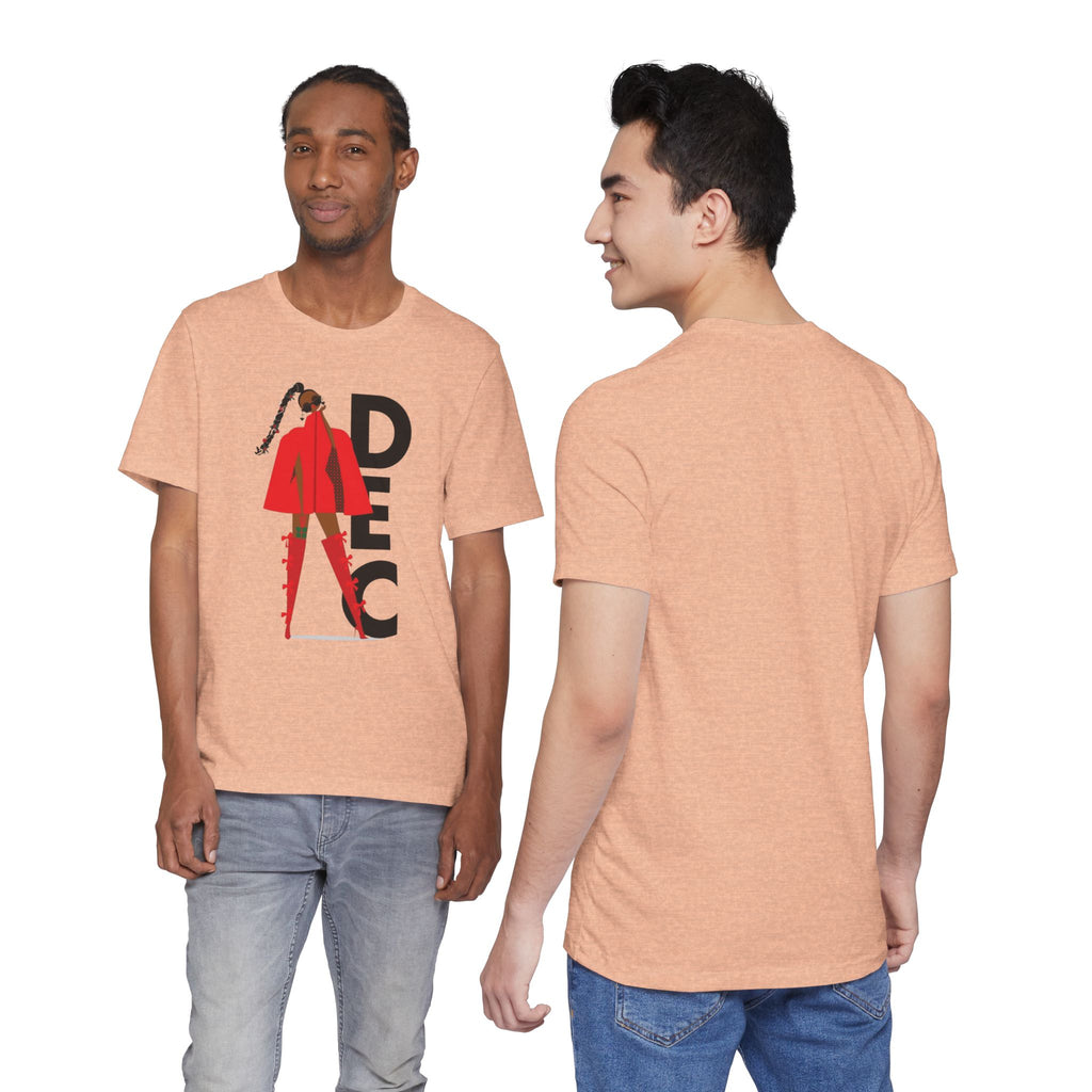 December Fashion Tee  Red Coat Model Graphic Shirt